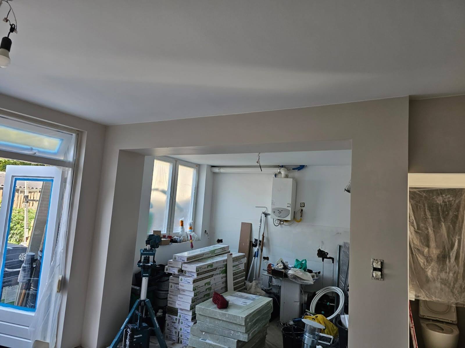 Complete bathroom renovation from scratch - plumbing connections, floor & wall tiling, full fixture installation: shower cabin, toilet and concealed cistern