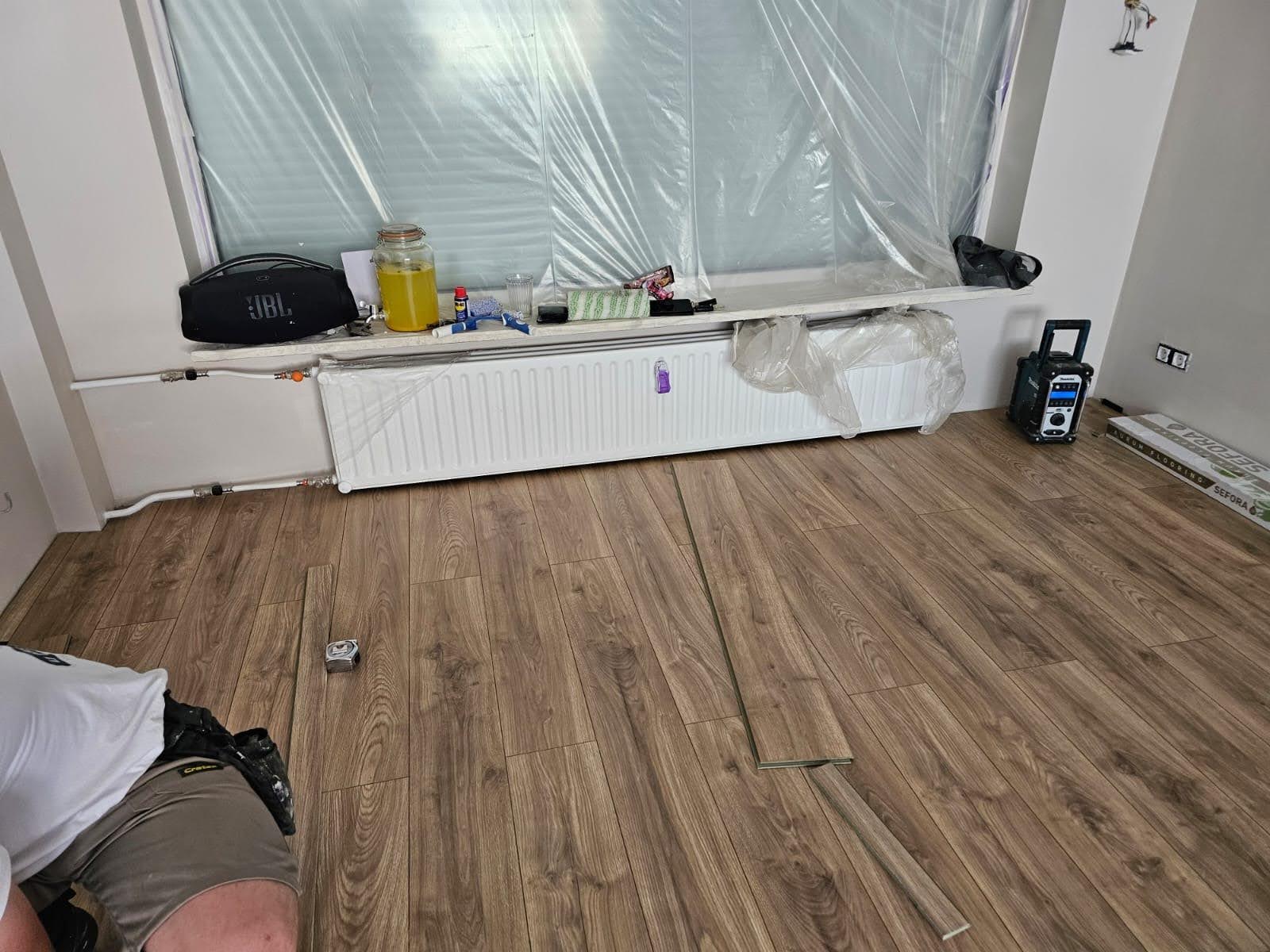 Complete bathroom renovation from scratch - plumbing connections, floor & wall tiling, full fixture installation: shower cabin, toilet and concealed cistern