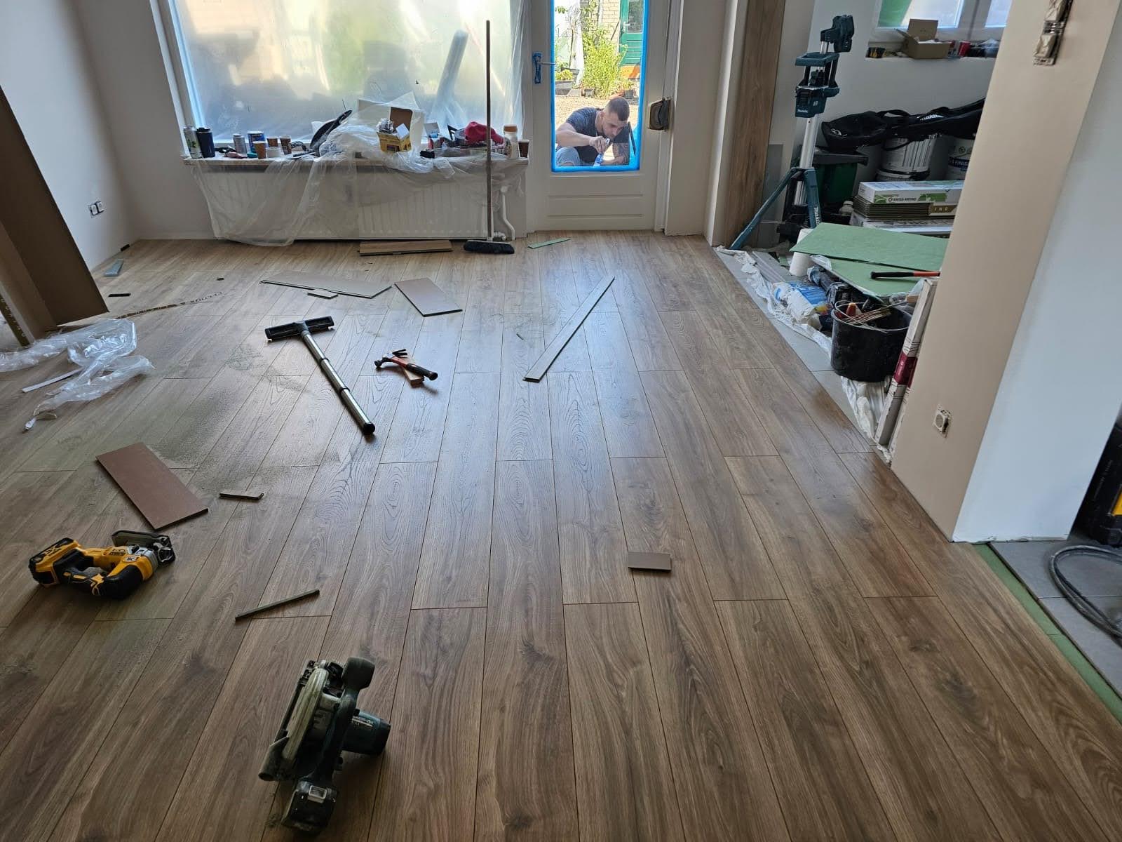 Complete bathroom renovation from scratch - plumbing connections, floor & wall tiling, full fixture installation: shower cabin, toilet and concealed cistern